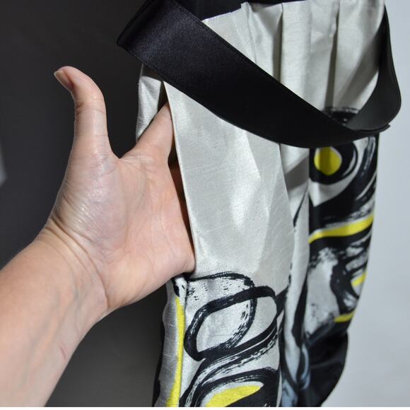 Evan-Picone Black Cream & Yellow Sleeveless Formal Dress Size 16 - Picture 8 of 12